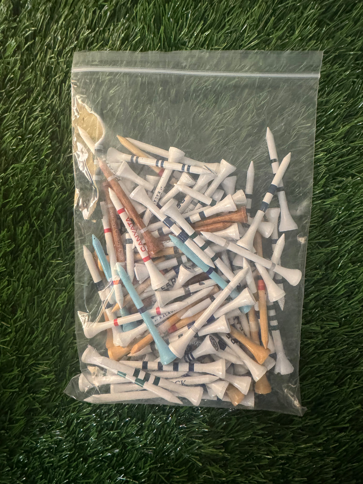 Golf Tees Assorted Birch & Plastic Colors & Lengths 2 1/8 - 3 1/4 — 100 Count
