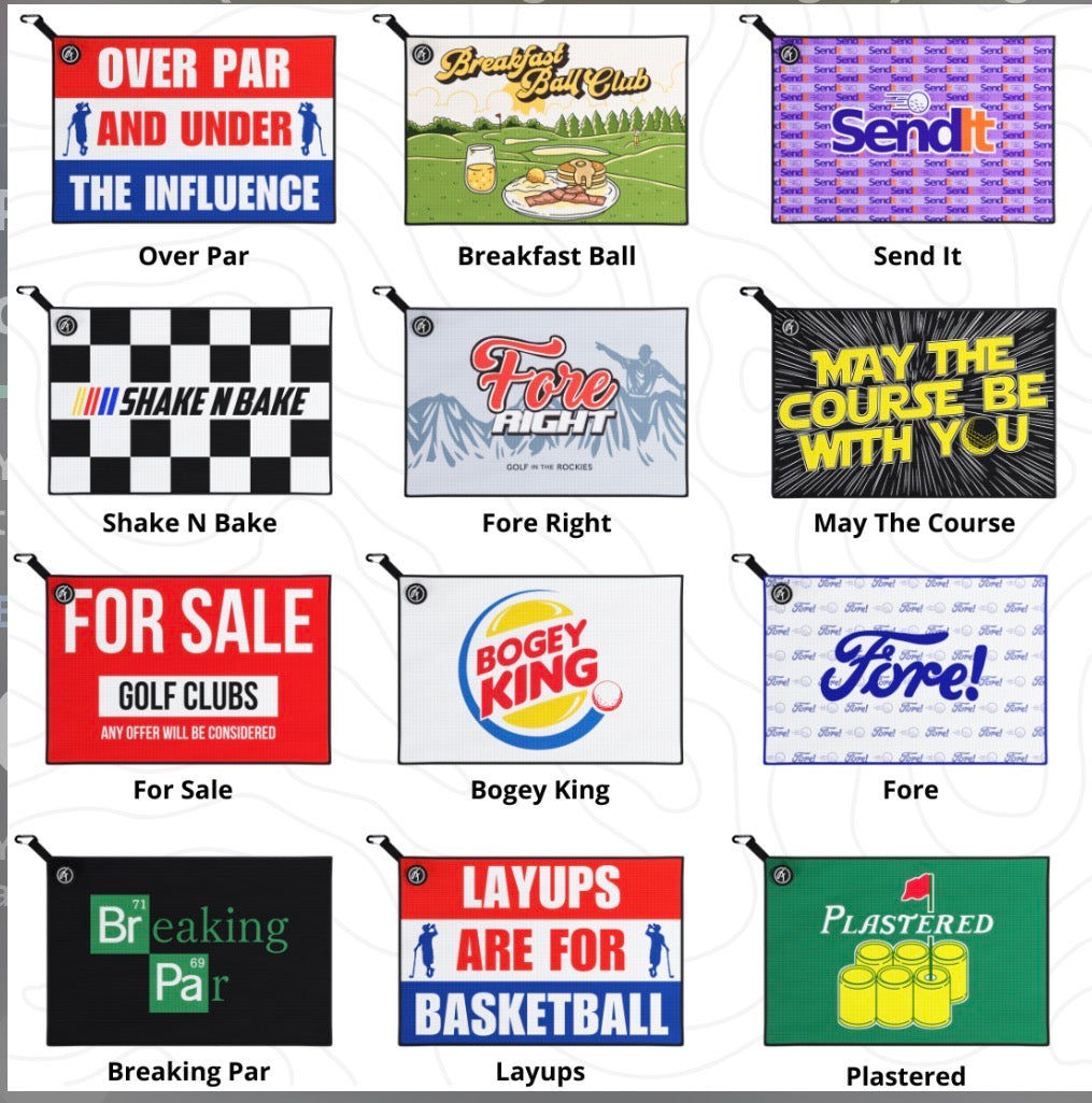 Magnetic Golf Towel w/ Clip 24"x16" wide variety to choose from