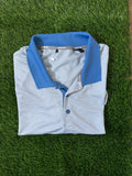 Adidas White/Blue Stripe Polo Golf Shirt - XX-Large