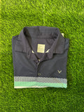 Callaway White/Navy/Grey & Green Stripe Polo Golf Shirt - Medium