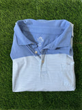 Peter Millar Polo Golf Shirt - Carolina/White pin stripe - XX-Large