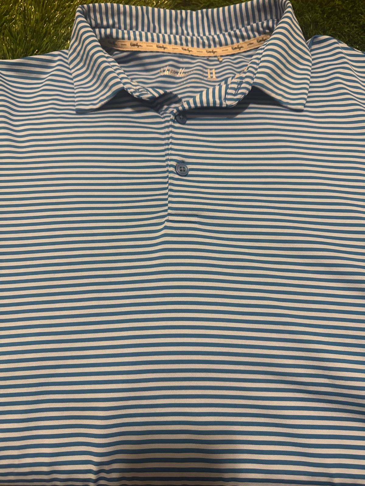 Walter Hagen Blue Stripe Polo Golf Shirt - Large